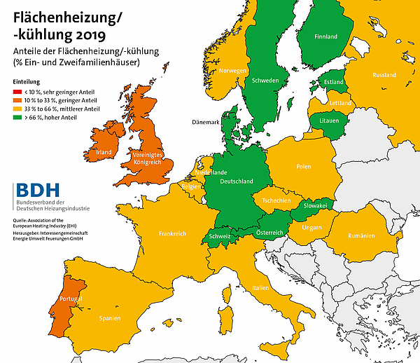 Großes Potenzial für Flächenheizung/ -kühlung in Europa